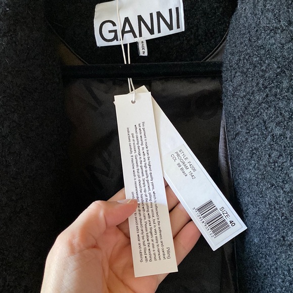 NWT Ganni Boucle Wool Coat Black M 8-10 40EU - Picture 9 of 13